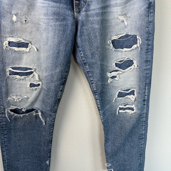 AG The Ex-Boyfriend Slouchy Slim Jean 19 Year Quilted Blue Mended Denim Women 29 - Picture 6 of 16